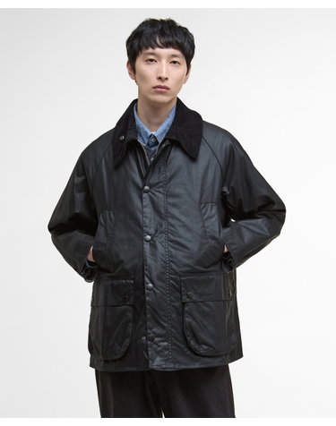 남성 블랙 OS Bedale 왁스 자켓