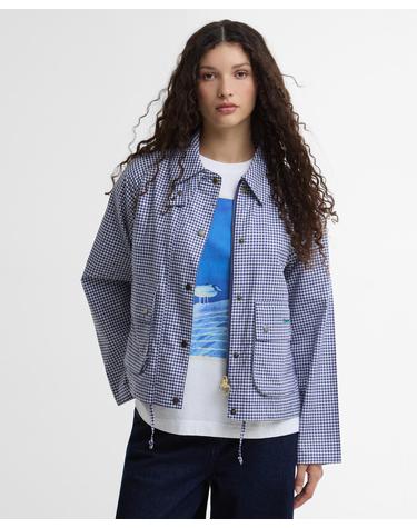 [Barbour x Paul Smith] 여성 네이비 Gingham Spey 캐주얼 자켓