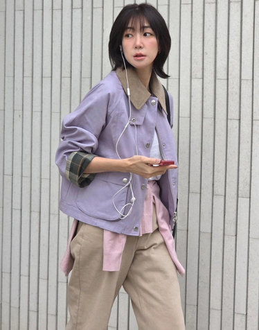 [EXCLUSIVE] 여성 퍼플 Cropped Beadnell 캐주얼 자켓