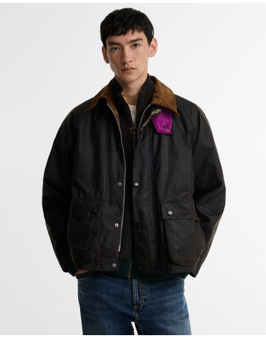 [Barbour x Paul Smith] 남성 브라운 Transport Windowpane 왁스 자켓