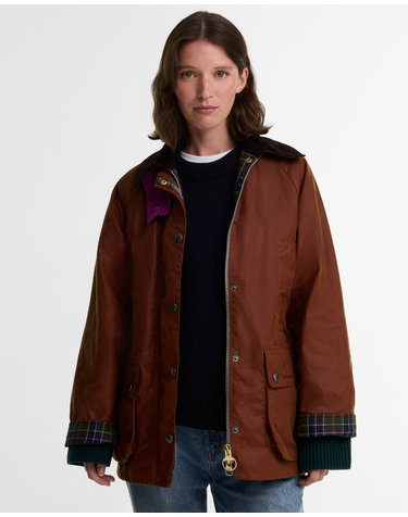 [Barbour x Paul Smith] 여성 브라운 Beaufort 왁스 자켓