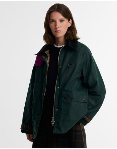 [Barbour x Paul Smith] 여성 그린 Spey Printed 왁스 자켓