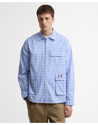 [Barbour x Paul Smith] 남성 블루 Rawling 깅엄 셔츠