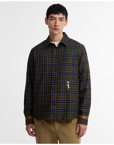 [Barbour x Paul Smith] 남성 올리브 타탄 셔츠