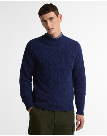 남성 블루 Scottish Made 크루넥 스웨터