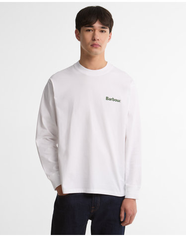 남성 화이트 Bowery OS 그래픽 긴팔 티셔츠