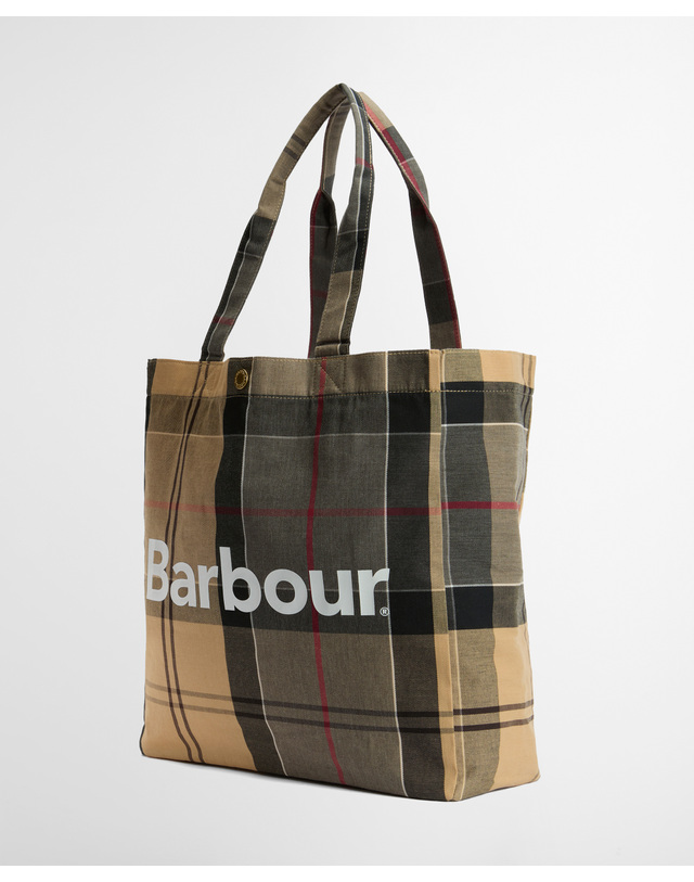 바버 남여공용 멀티컬러 Telfield Tartan 토트백 MULTI COLOR 착용컷