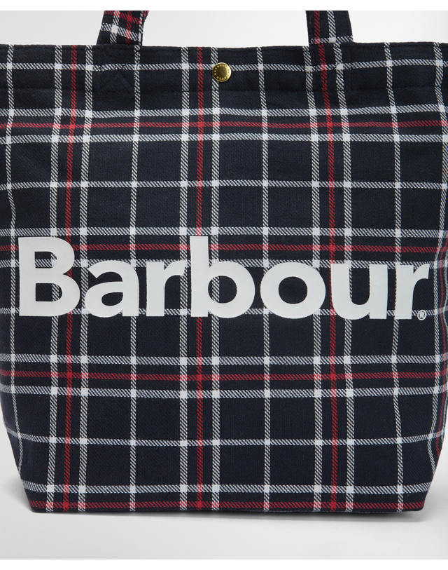 바버 남여공용 네이비 Mini Telfield Tartan 토트백 상세