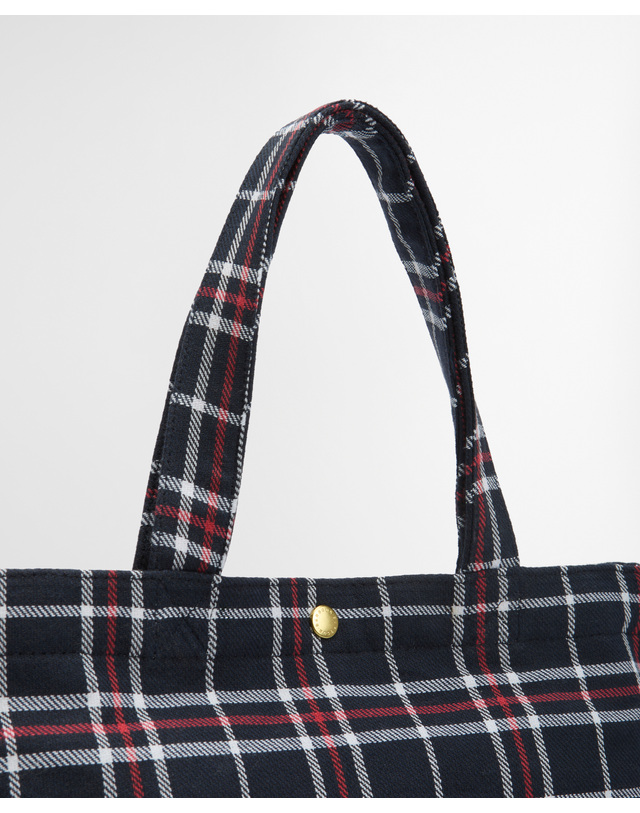 바버 남여공용 네이비 Mini Telfield Tartan 토트백 상세