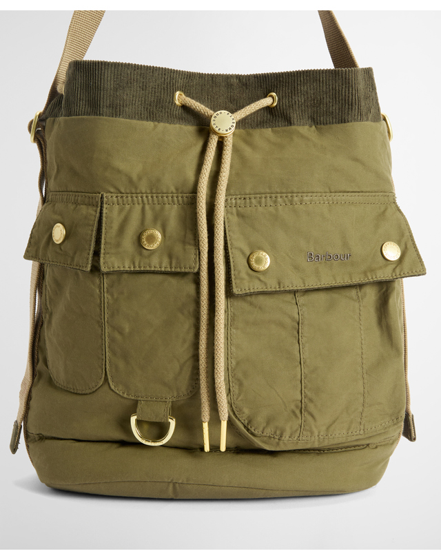 바버 여성 카키 Mia Drawstring 토트백 진한 초록 상세
