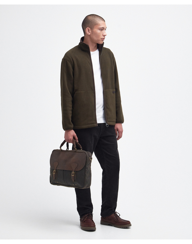 바버 바버 올리브 왁스 Leather Briefcase 백 진한 연두 착용컷