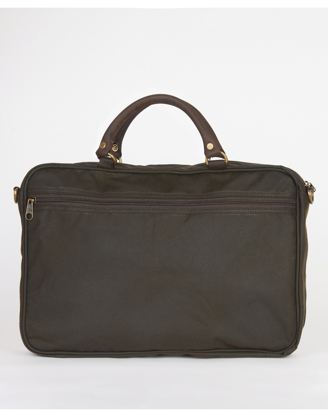 바버 바버 올리브 왁스 Leather Briefcase 백 진한 연두 착용컷