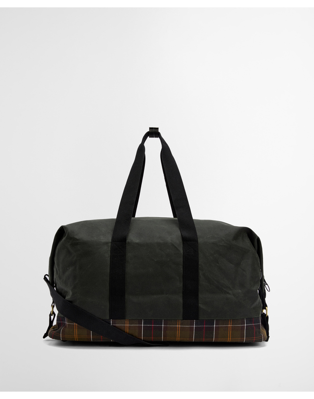 바버 남여공용 카키 Field 왁스 Holdall 진한 초록 착용컷