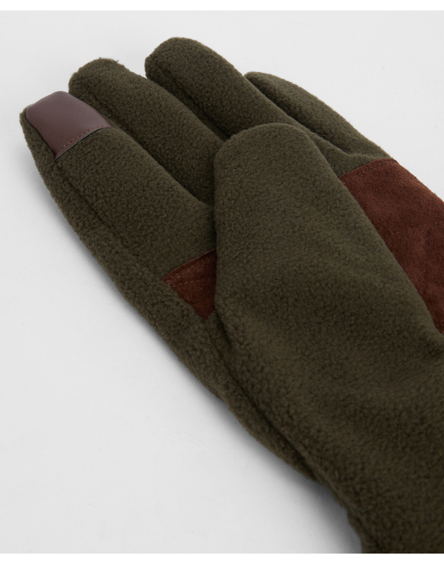 바버 바버 올리브 Coalford Fleece 장갑 진한 연두 착용컷