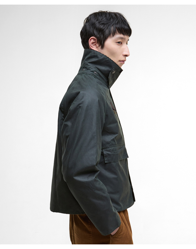 바버 남성 카키 Spey 왁스 자켓 진한 초록 상세