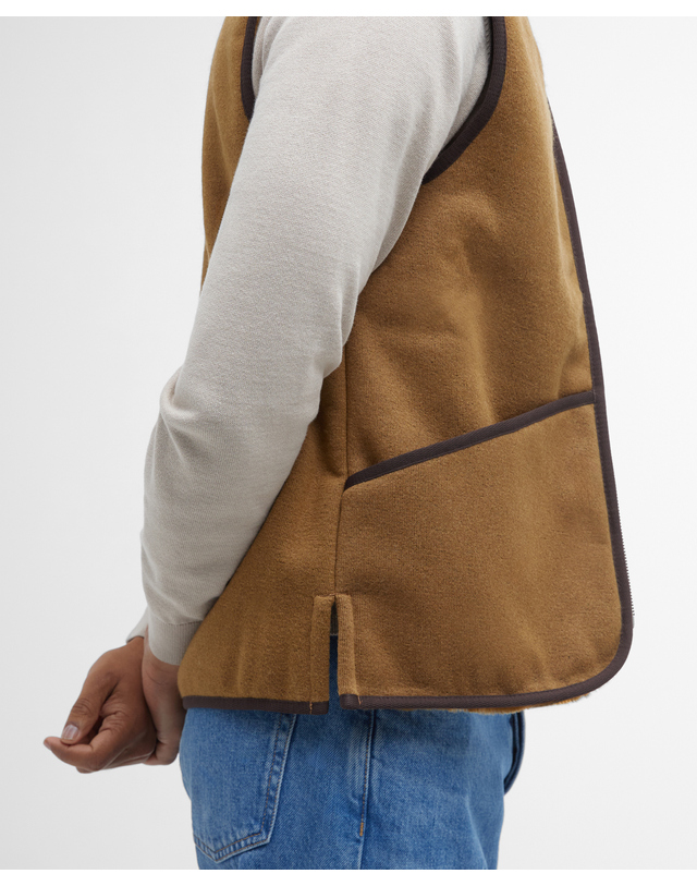 바버 남성 브라운 Warm Pile Waistcoat Zip-In 라이너 상세