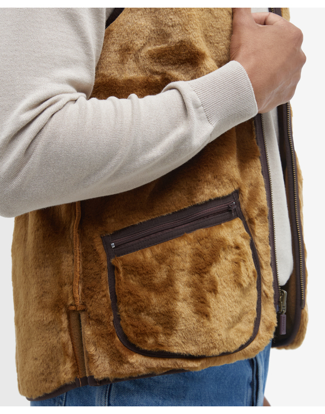 바버 남성 브라운 Warm Pile Waistcoat Zip-In 라이너 상세