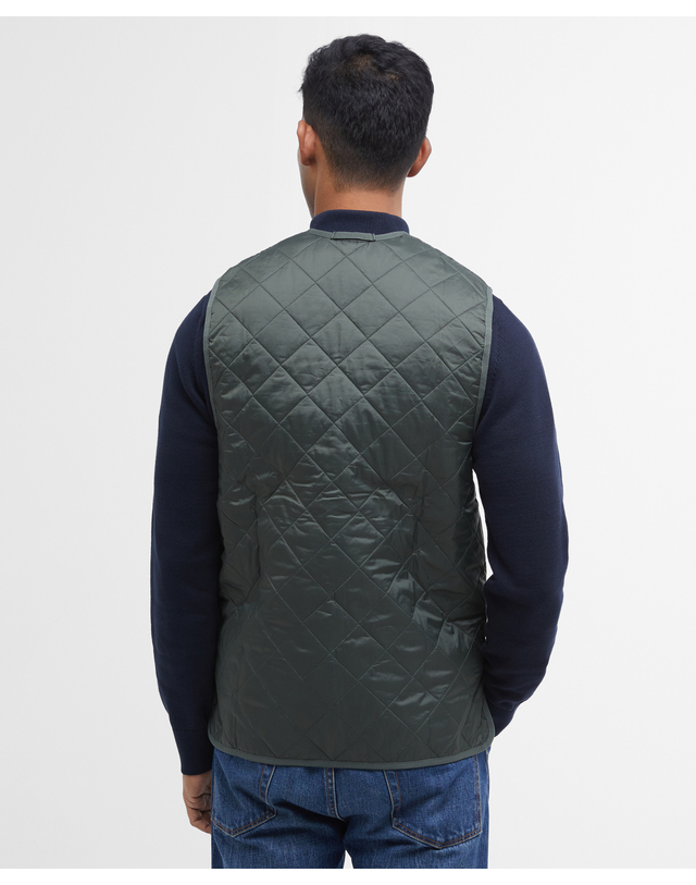 바버 남성 카키 Waistcoat/Zip-In 퀼팅 라이너 초록 상세