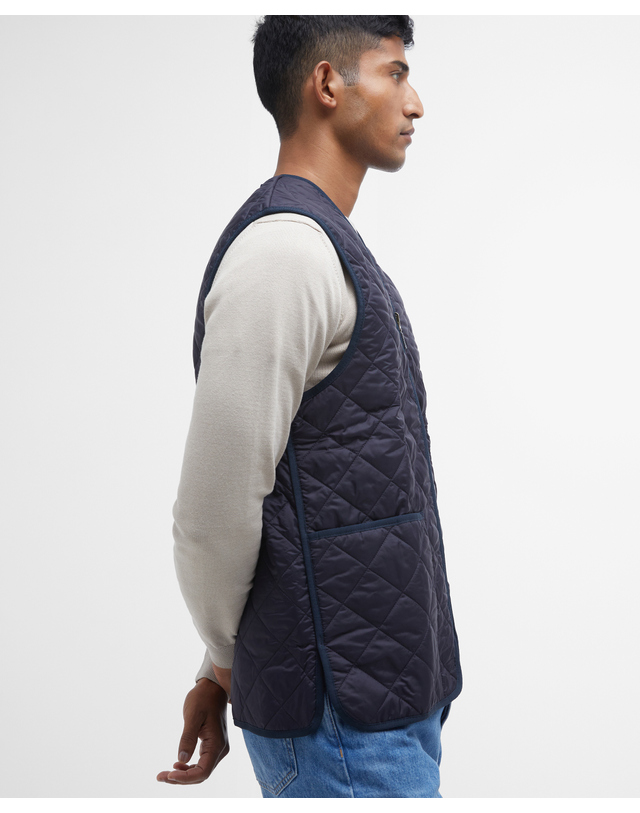 바버 남성 네이비 Waistcoat/Zip-In 퀼팅 라이너 상세