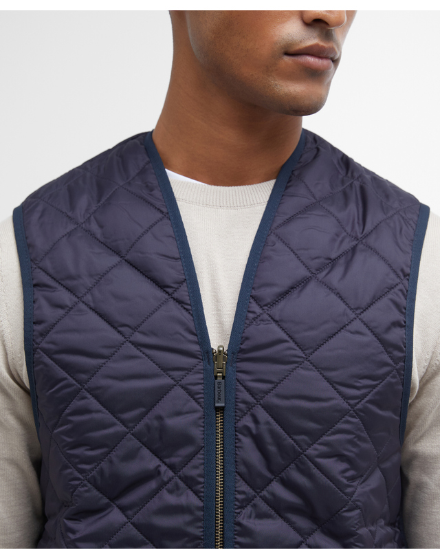 바버 남성 네이비 Waistcoat/Zip-In 퀼팅 라이너 상세