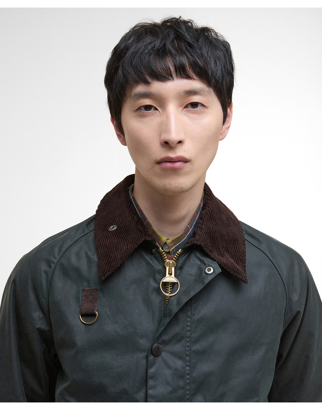 바버 남성 카키 Spey 왁스 자켓 진한 초록 상세