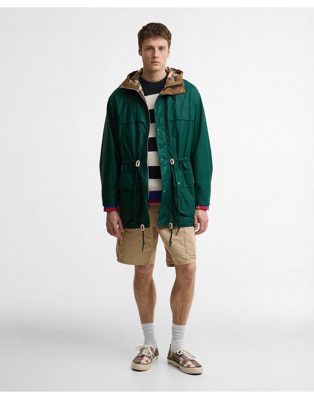 바버 [Barbour x Paul Smith] 남성 카키 Durham 왁스 자켓 초록 착용컷