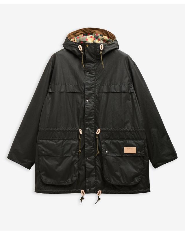 바버 [Barbour x Paul Smith] 남성 올리브 Durham 왁스 자켓 진한 연두 착용컷
