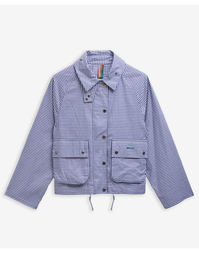 바버 [Barbour x Paul Smith] 여성 네이비 Gingham Spey 캐주얼 자켓 착용컷