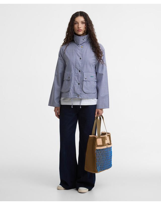 바버 [Barbour x Paul Smith] 여성 네이비 Gingham Spey 캐주얼 자켓 착용컷