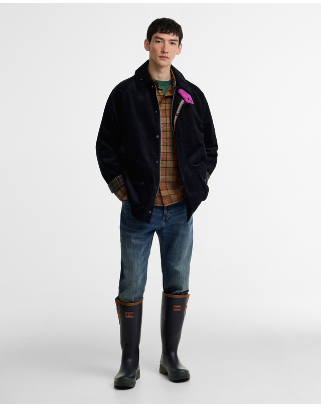바버 [Barbour x Paul Smith] 남성 네이비 코듀로이 Beaufort 캐주얼 자켓 착용컷