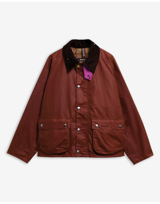 바버 [Barbour x Paul Smith] 남성 브라운 Key Transport 왁스 자켓 착용컷