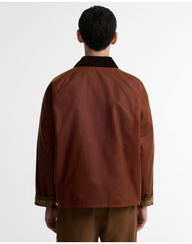 바버 [Barbour x Paul Smith] 남성 브라운 Key Transport 왁스 자켓 착용컷