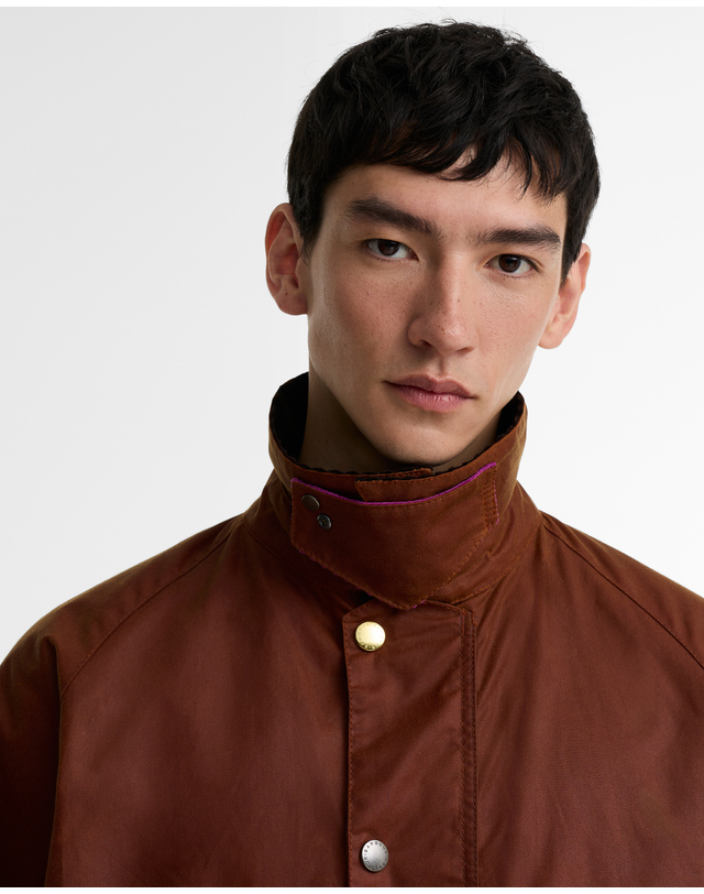 바버 [Barbour x Paul Smith] 남성 브라운 Key Transport 왁스 자켓 상세