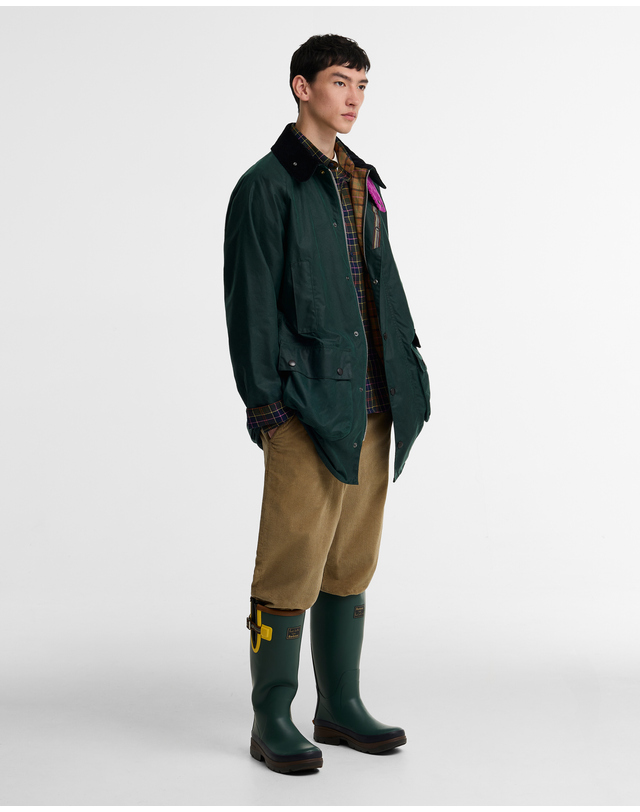 바버 [Barbour x Paul Smith] 남성 그린 Gamefair 왁스 자켓 초록 착용컷