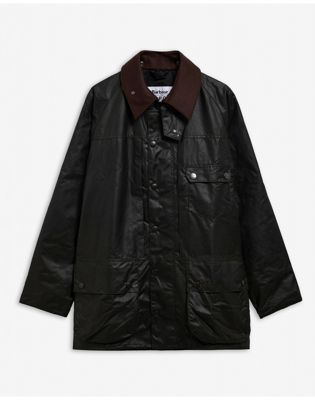 바버 [Barbour x A.P.C.] 남성 카키 Beaufort 왁스 자켓 진한 초록 상세