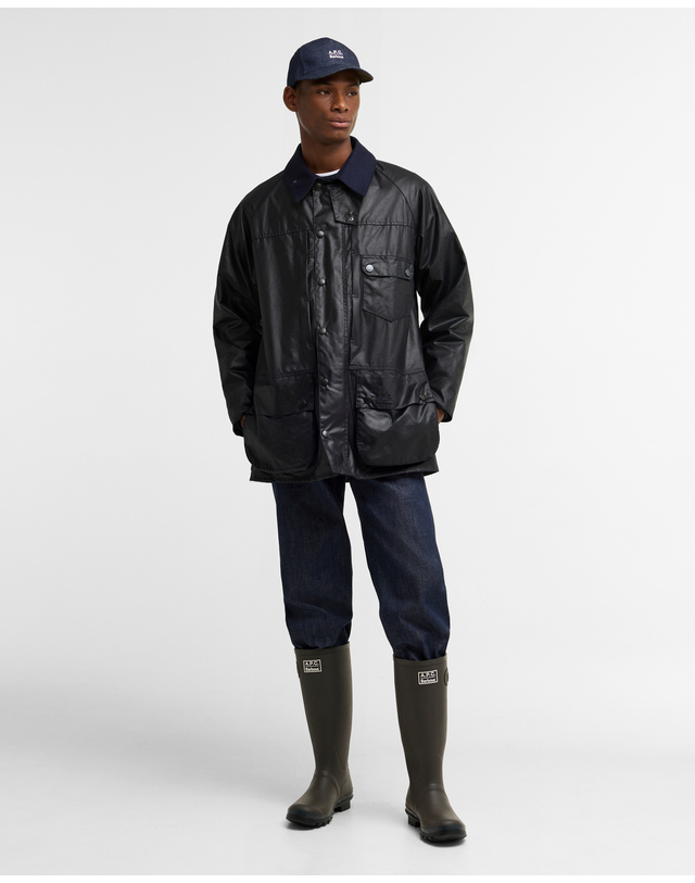 바버 [Barbour x A.P.C.] 남성 네이비 Beaufort 왁스 자켓 상세