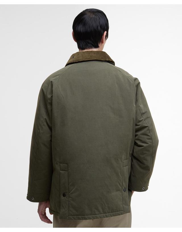 바버 남여공용 올리브 패디드 Rollback OS Bedale 자켓 진한 연두 착용컷