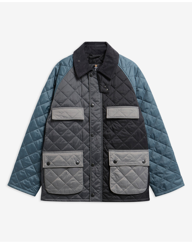 바버 남성 블랙 Patchwork Sugarlump Bedale 퀼팅 자켓 착용컷