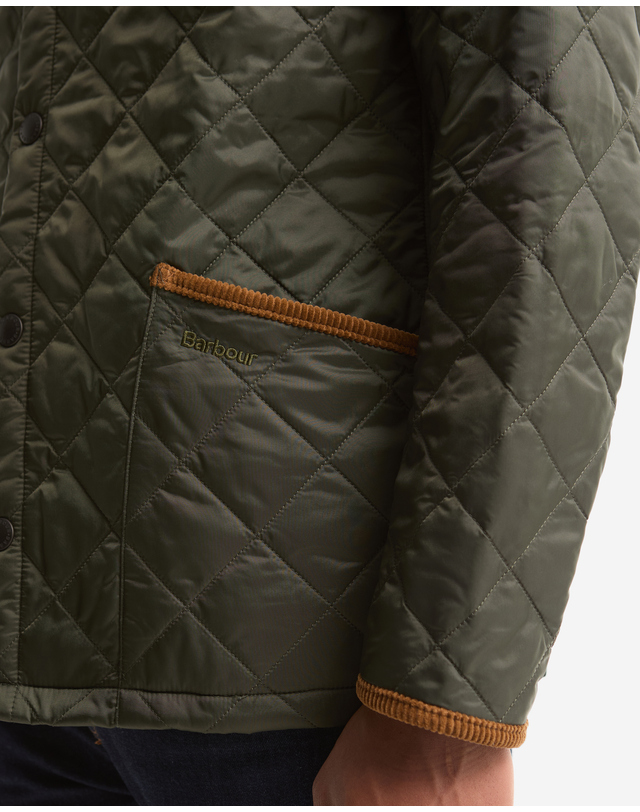 바버 남성 올리브 Icons Heritage Liddesdale 퀼팅 자켓 진한 연두 상세