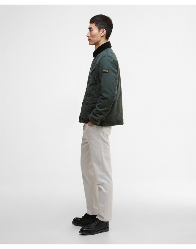 바버 남성 카키 B.Intl Drifter 왁스 자켓 진한 초록 착용컷