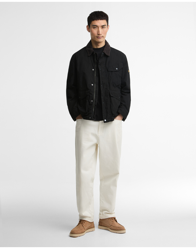 바버 남성 블랙 B.Intl Winter Drifter Washed 왁스 자켓 착용컷