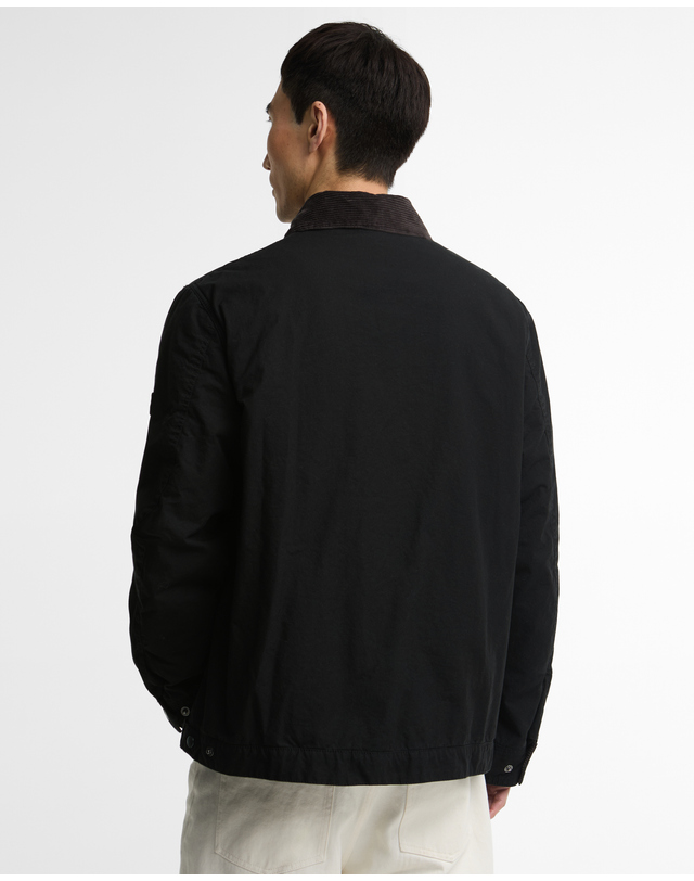 바버 남성 블랙 B.Intl Winter Drifter Washed 왁스 자켓 착용컷