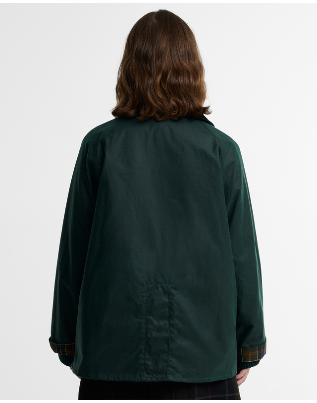 바버 [Barbour x Paul Smith] 여성 그린 Spey Printed 왁스 자켓 초록 착용컷
