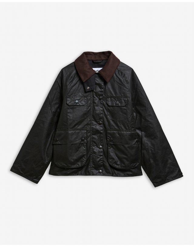 바버 [Barbour x A.P.C.] 여성 카키 Spey 왁스 자켓 진한 초록 상세