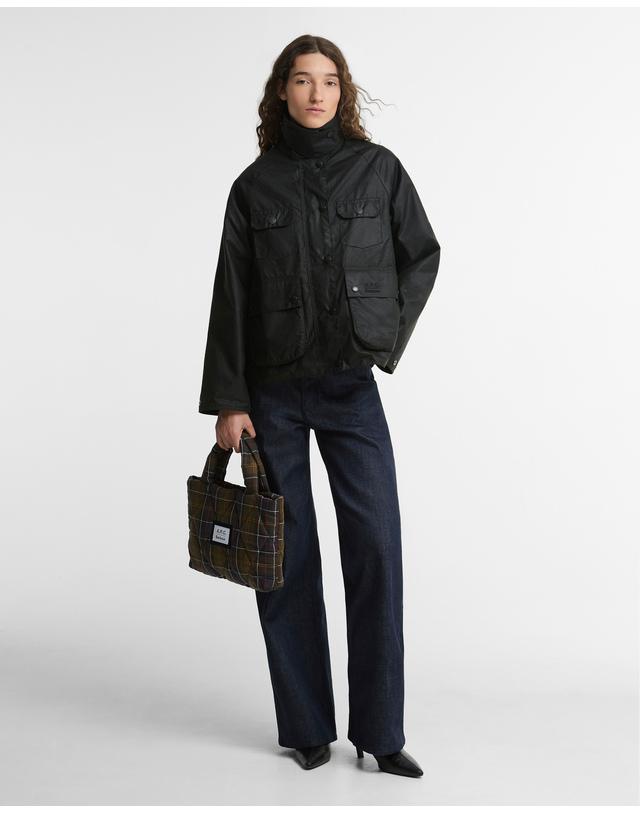 바버 [Barbour x A.P.C.] 여성 카키 Spey 왁스 자켓 진한 초록 상세