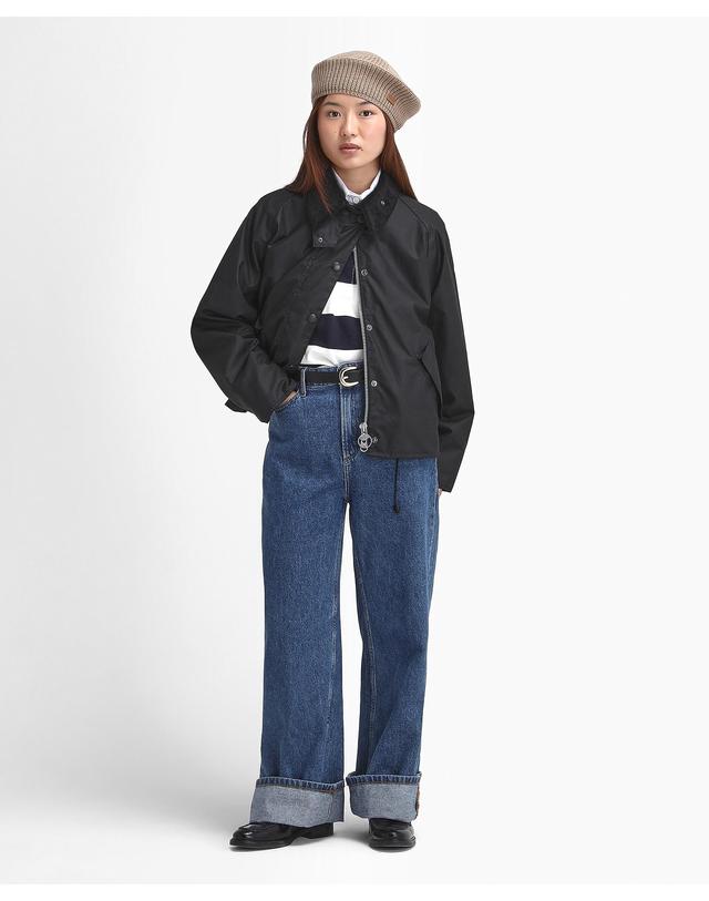 바버 여성 블랙 Womens Transport 왁스 자켓 착용컷