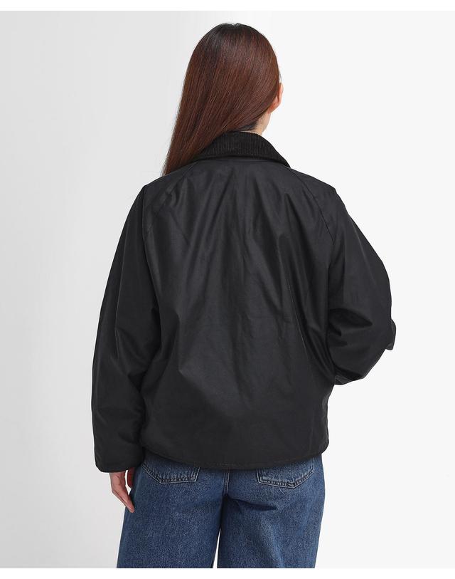 바버 여성 블랙 Womens Transport 왁스 자켓 착용컷