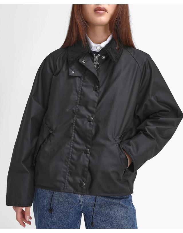 바버 여성 블랙 Womens Transport 왁스 자켓 상세