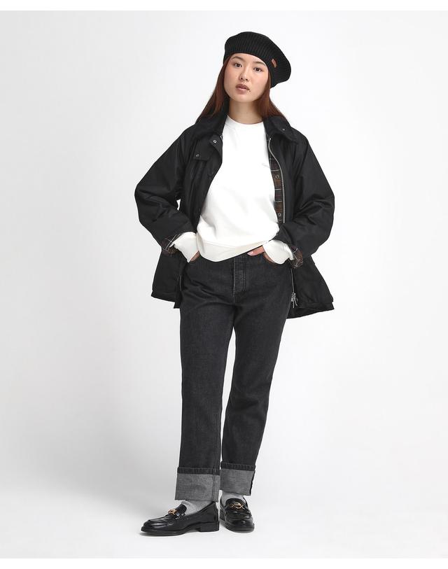 바버 여성 블랙 Womens Bedale 왁스 자켓 착용컷