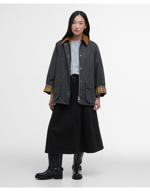 바버 여성 그레이 Womens Bedale 왁스 자켓 착용컷